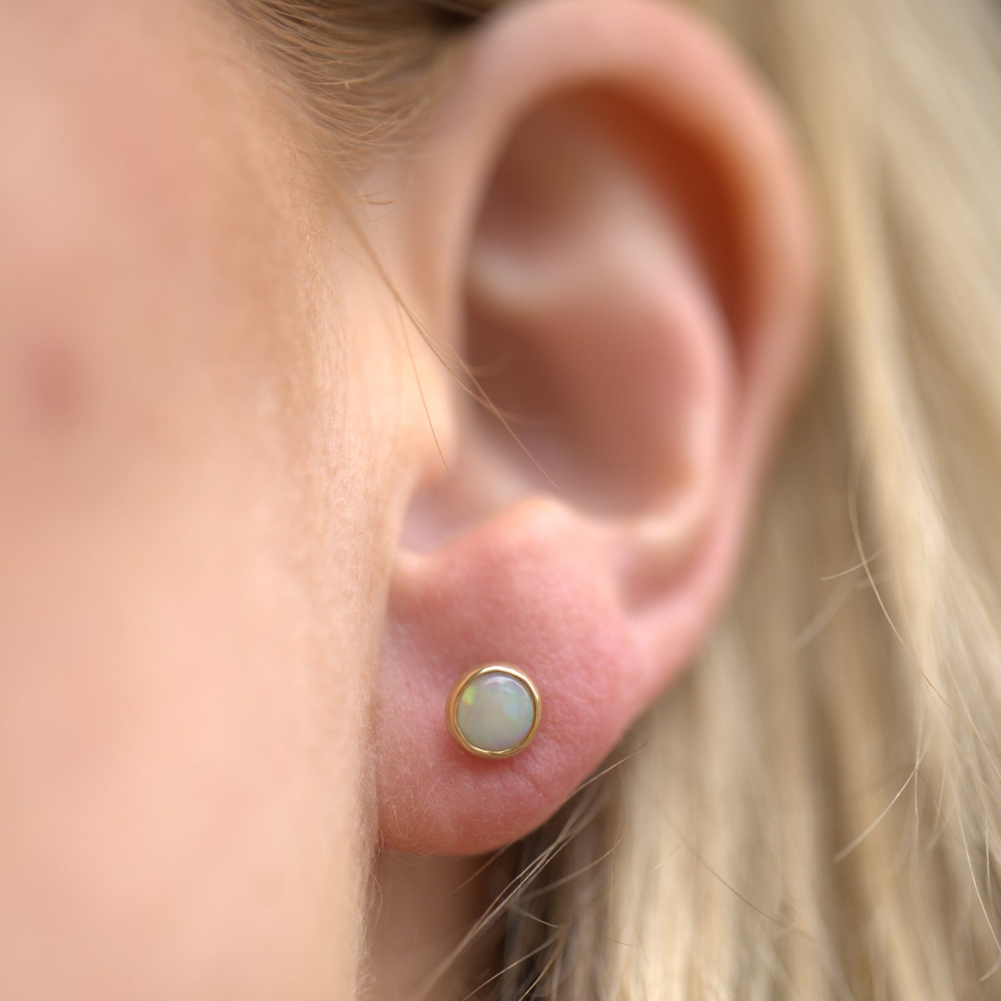 White Opal Gold 5mm Studs