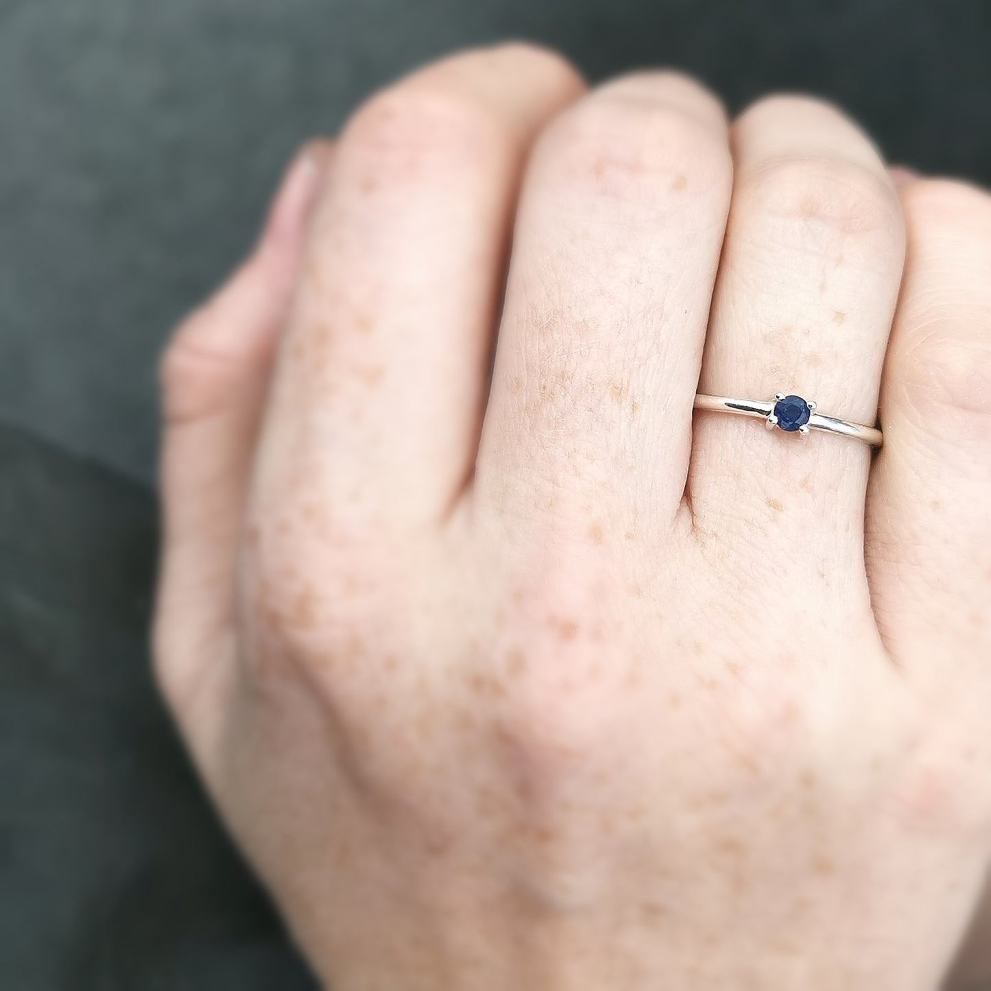 Sapphire Blue Silver Stacker