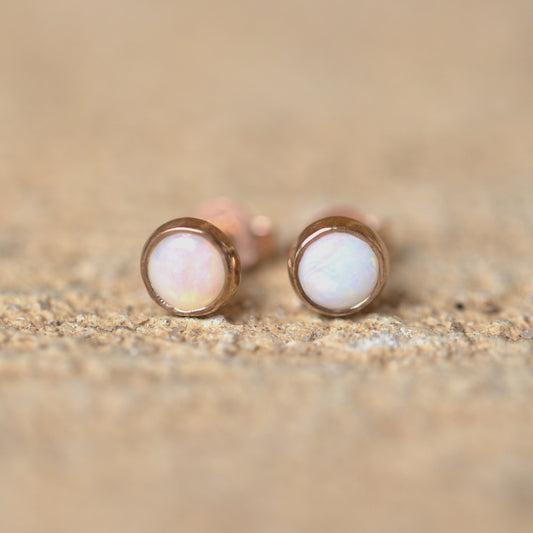 White Opal Gold 5mm Studs