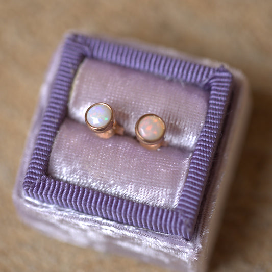 White Opal Rose Gold 5mm Studs