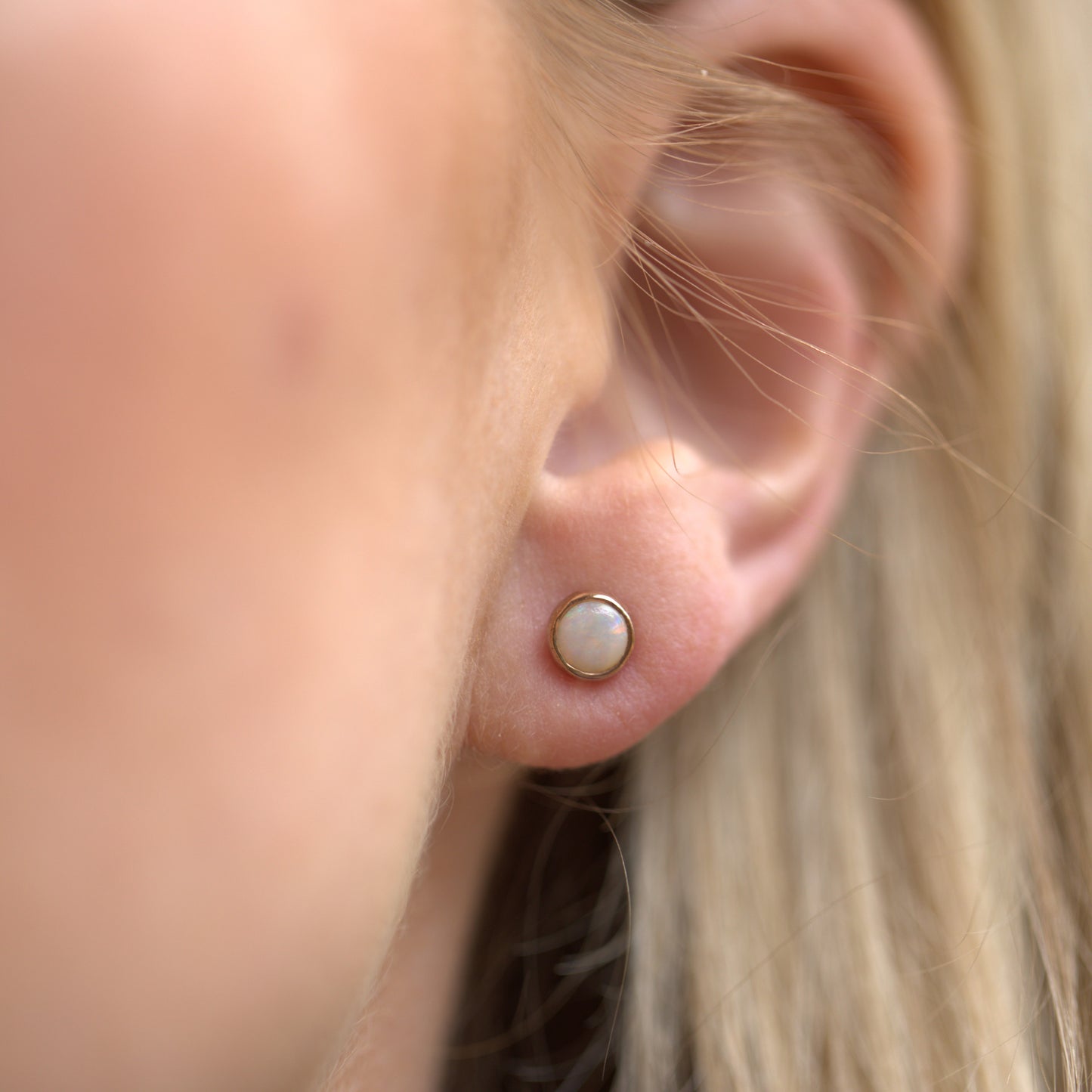 White Opal Gold 5mm Studs