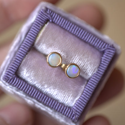 White Opal Gold 5mm Studs
