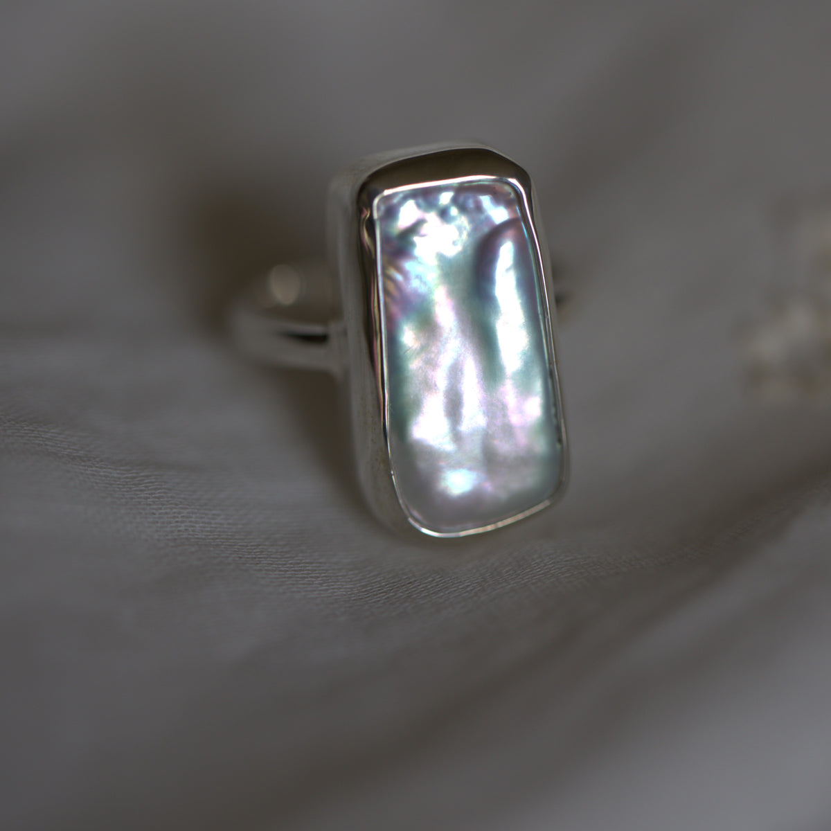 Rectangle Pearl Ring – Bluebell Design
