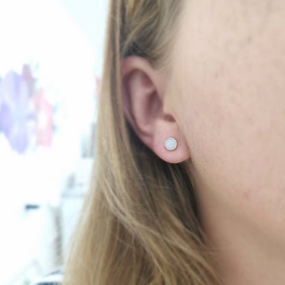 White Opal Gold 5mm Studs