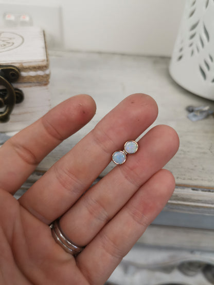 White Opal Gold 5mm Studs