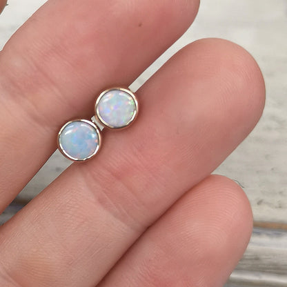 White Opal Gold 5mm Studs