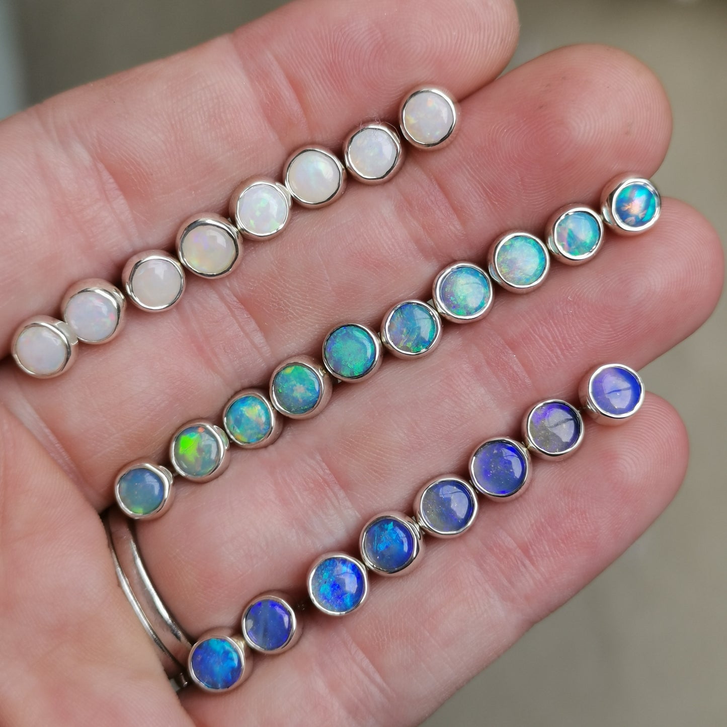 Blue-Purple Silver Opal Studs 5mm