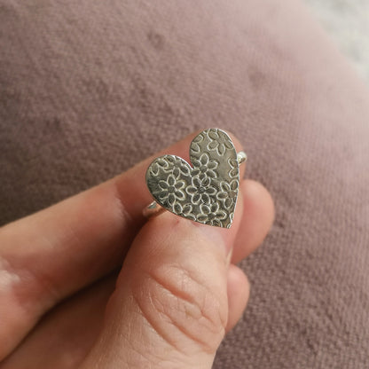 Silver Flower Heart