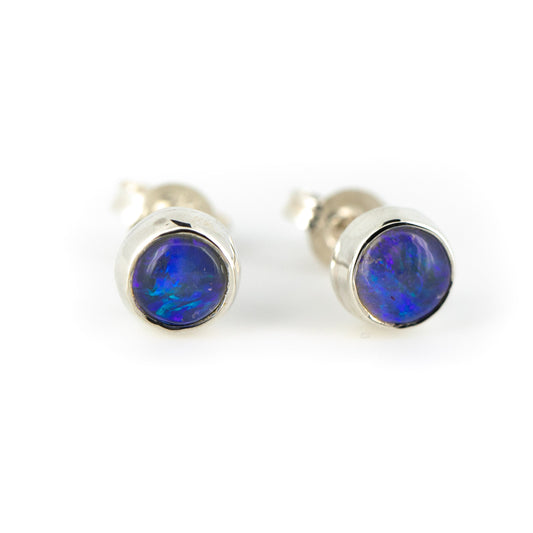 Blue-Purple Silver Opal Studs 5mm