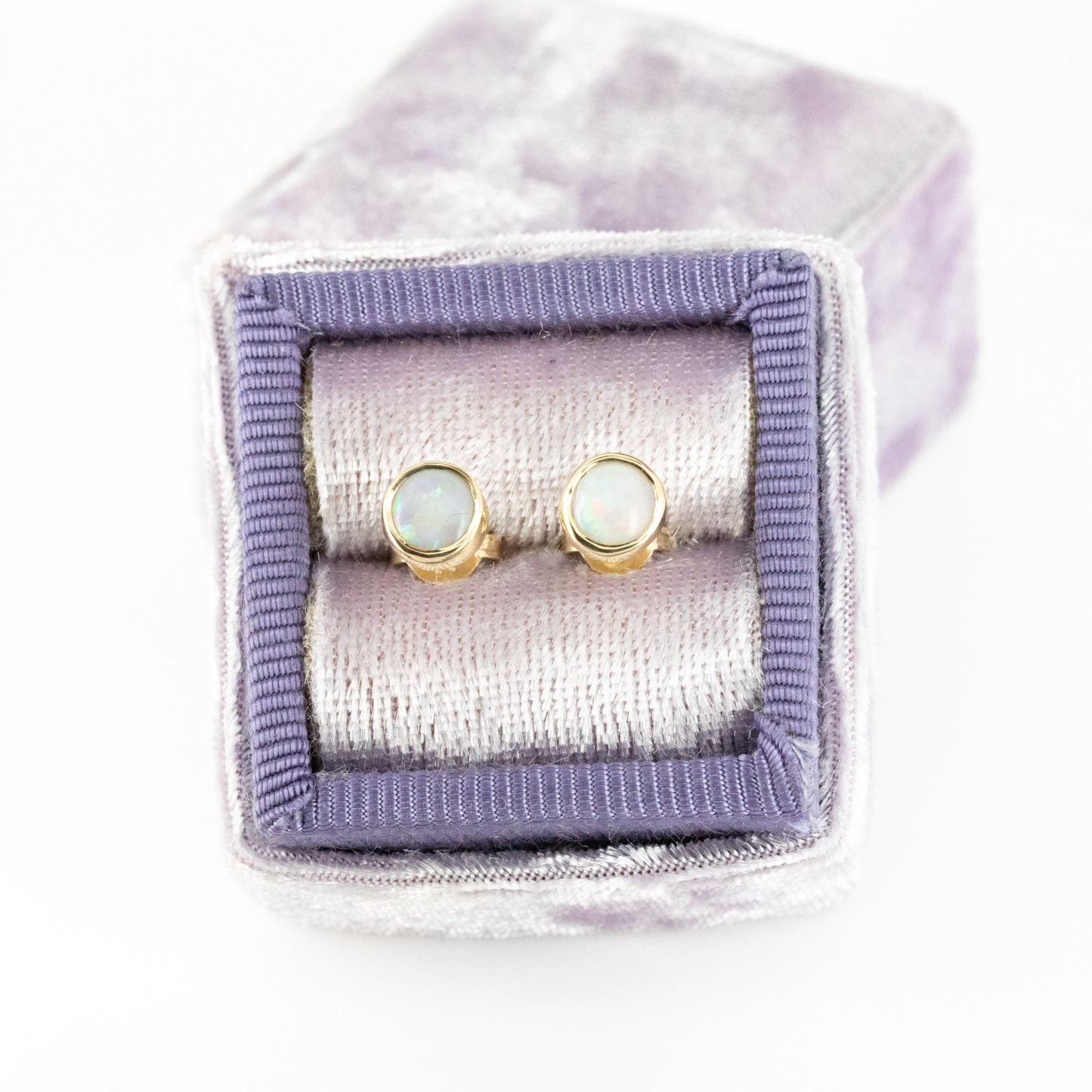 White Opal Gold 5mm Studs