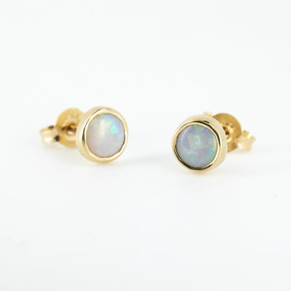 White Opal Gold 5mm Studs