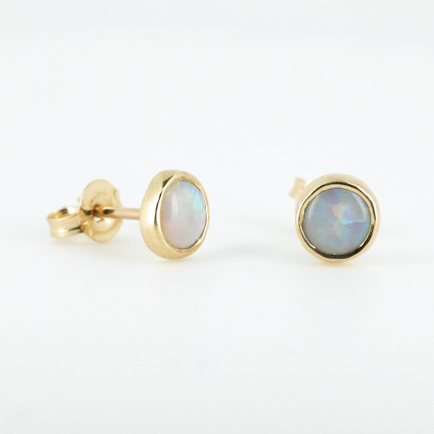 White Opal Gold 5mm Studs