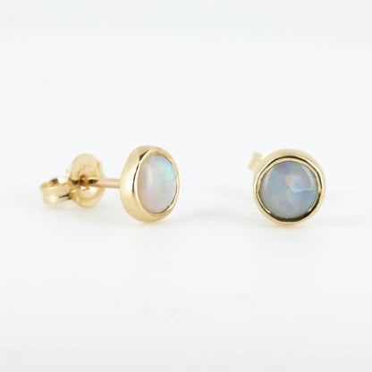 White Opal Gold 5mm Studs