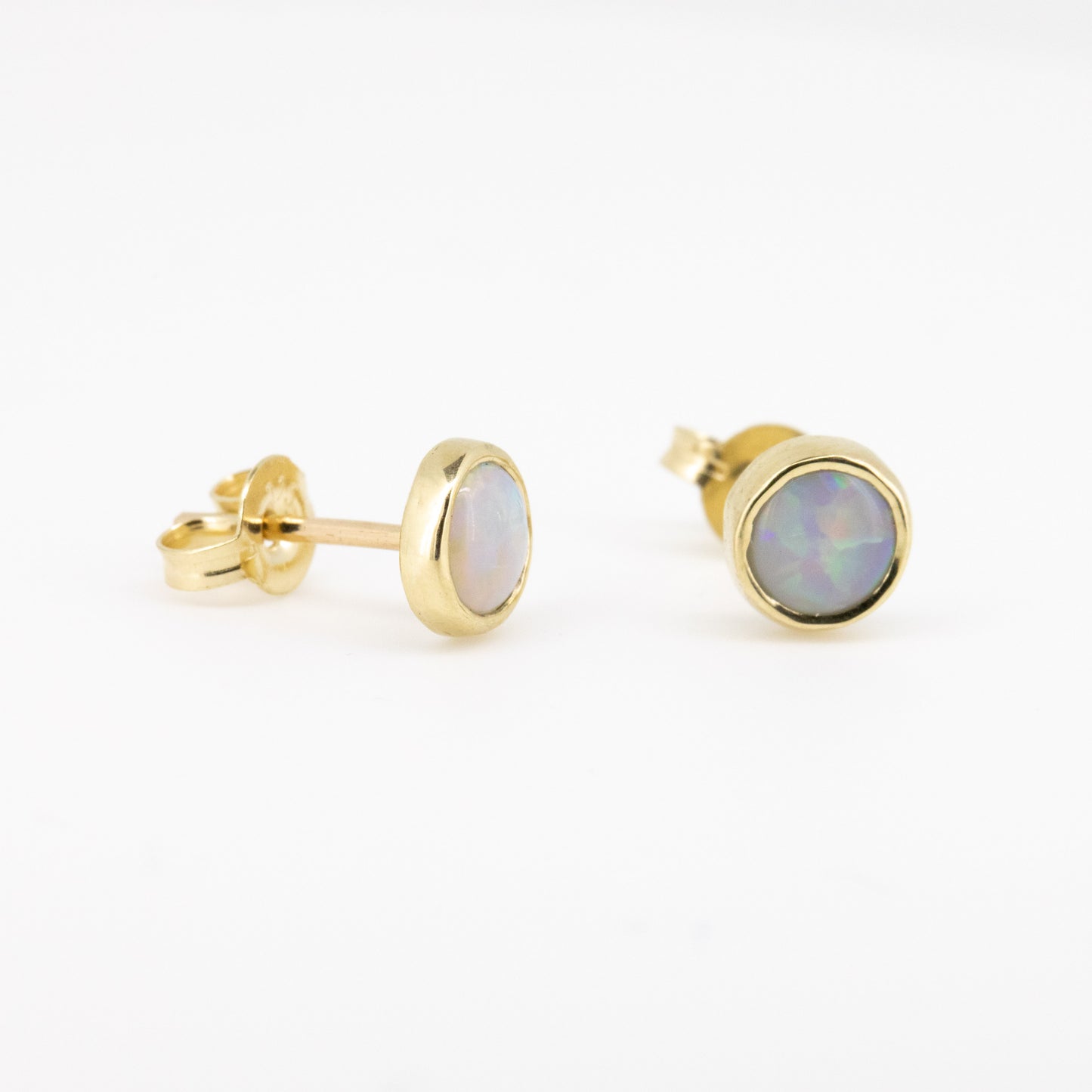 White Opal Gold 5mm Studs