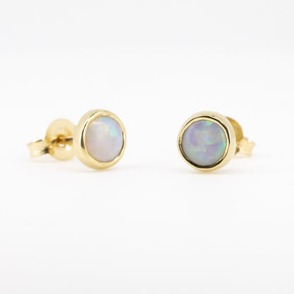 White Opal Gold 5mm Studs