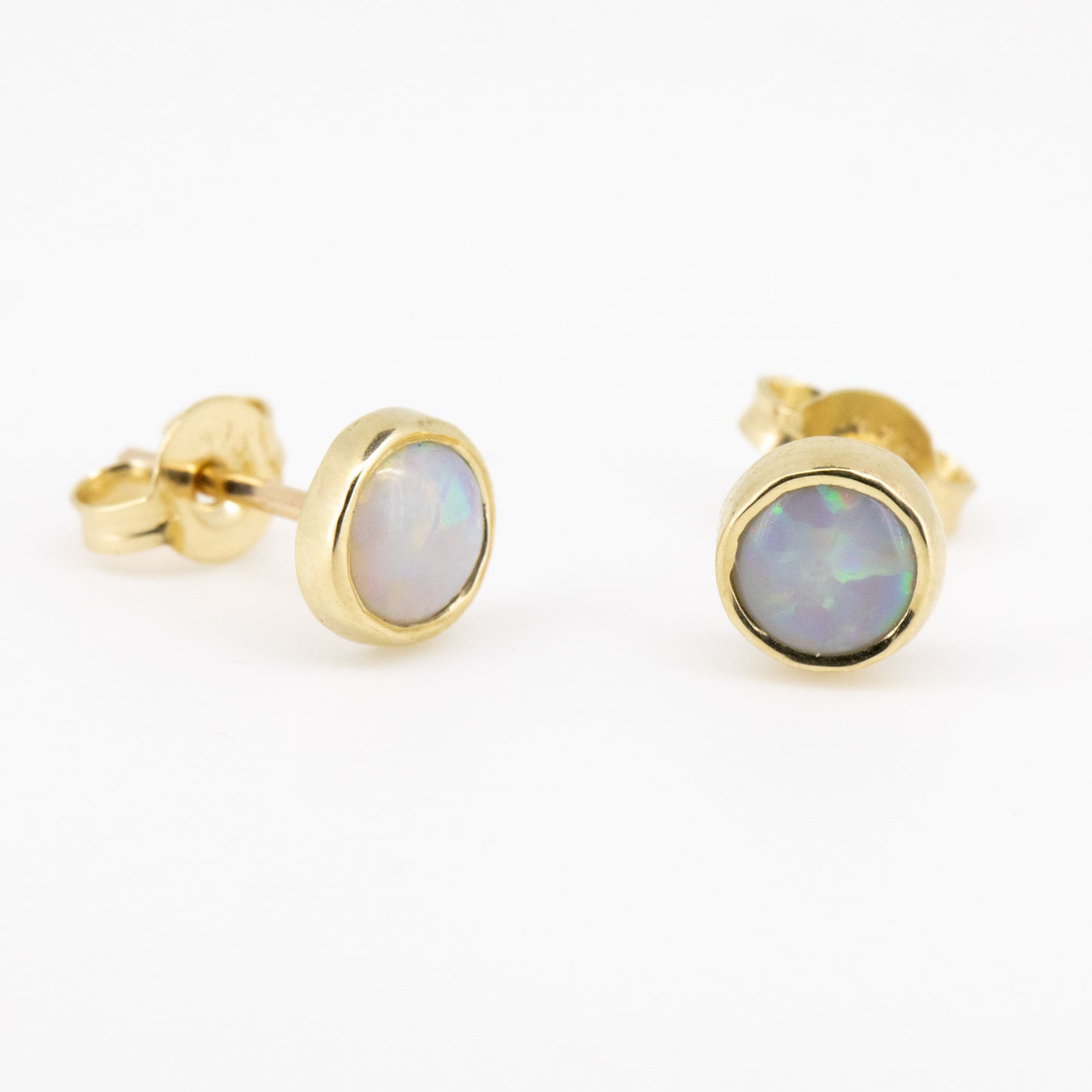 White Opal Gold 5mm Studs