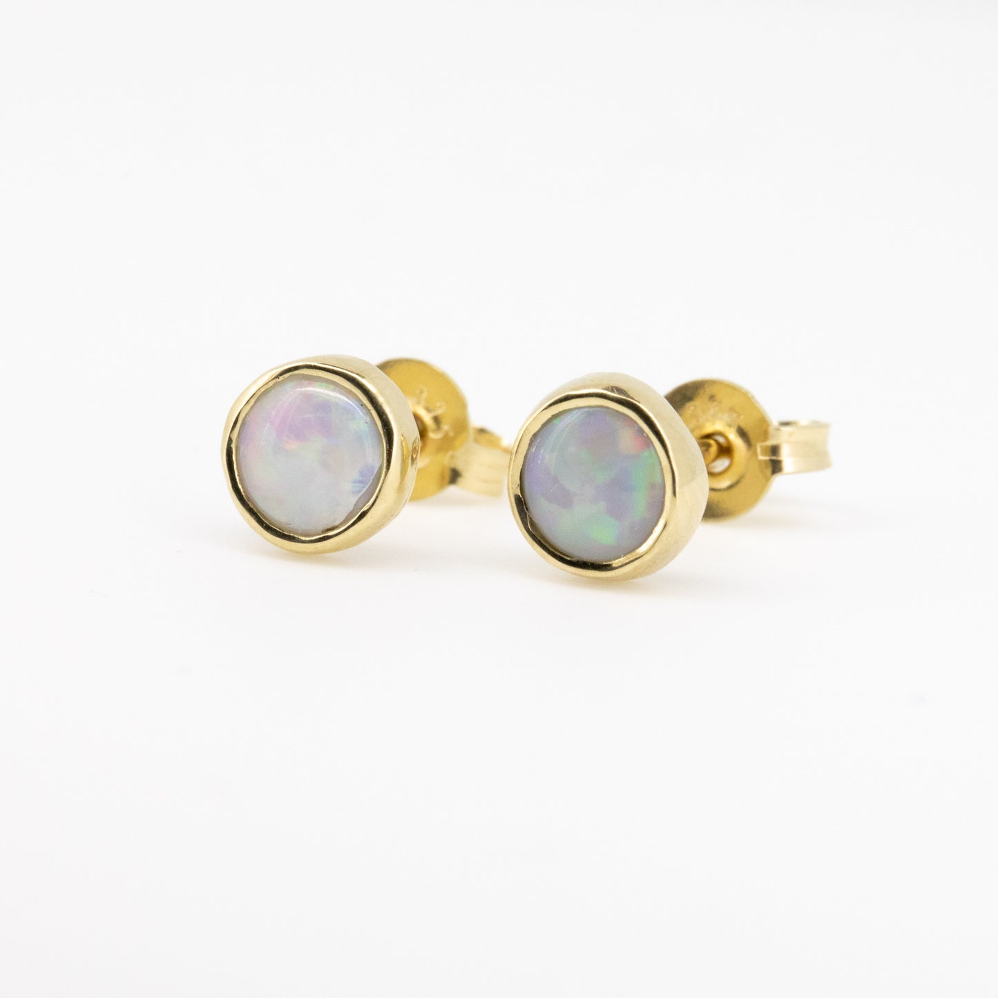 White Opal Gold 5mm Studs