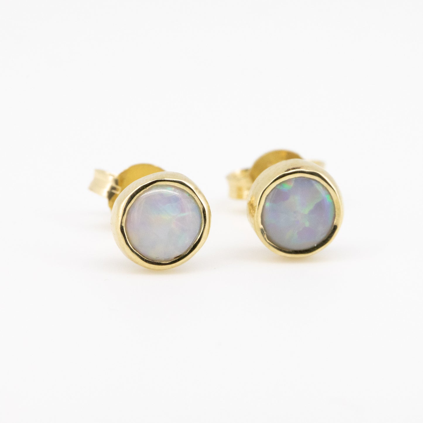 White Opal Gold 5mm Studs