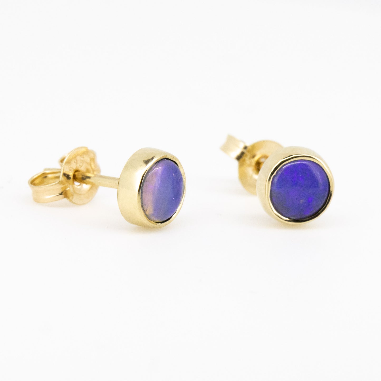 Blue Purple Opal Gold 5mm Studs