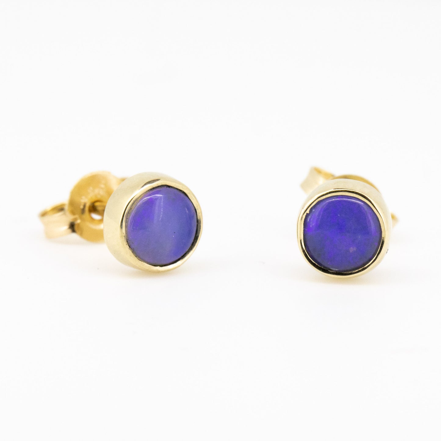 Blue Purple Opal Gold 5mm Studs