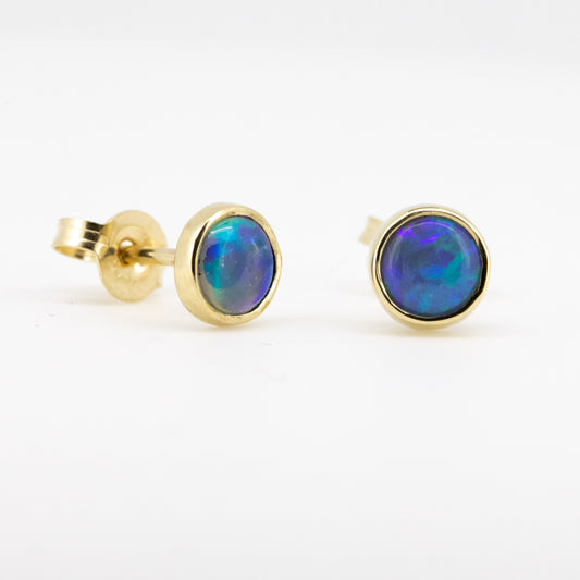 Green Blue Opal Gold 5mm Studs