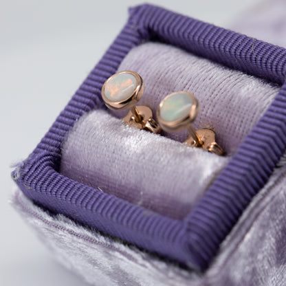 White Opal Rose Gold 5mm Studs