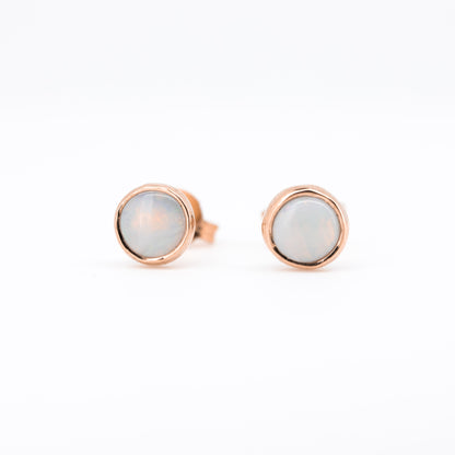 White Opal Rose Gold 5mm Studs